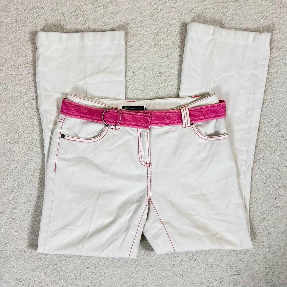 INC Y2K White Capris with Pink Belt